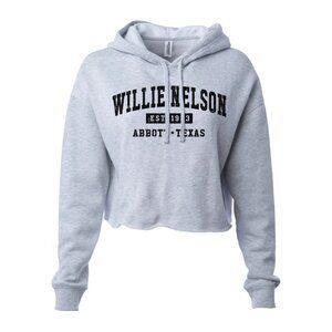 Willie Nelson Est. 1933 Ladies Cropped Hoodie Gray Size XS NEW